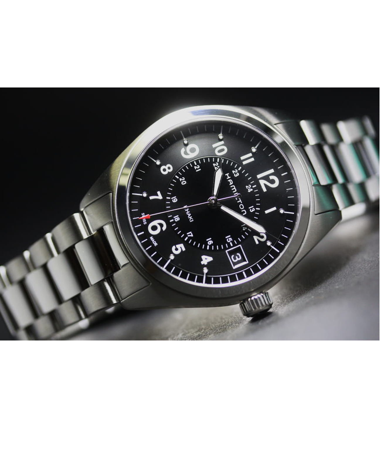 Hamilton Hamilton Khaki Field Quartz H68551933  — детали корпуса и нержавеющая сталь